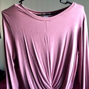 Rose pink long sleeve top with knot